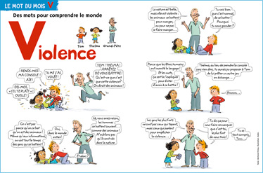 “Violence”, le magazine Youpi explique ce mot aux enfants dans sa rubrique “Des mots pour comprendre le monde” (Youpi n° 232)