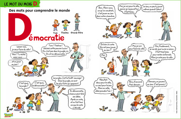 Démocratie”, le magazine Youpi explique ce mot aux enfants dans sa rubrique “Des mots pour comprendre le monde”.