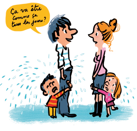 La rentrée en maternelle : les conseils d’une maitresse pour une rentrée sereine. Enfants fontaines. Illustration : Robin.