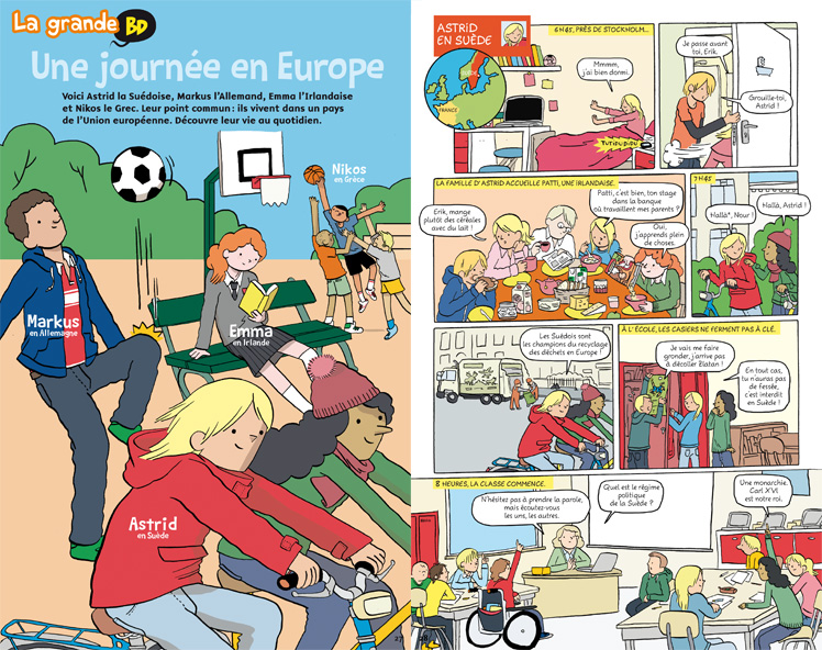 Une journée en Europe - BD - Images Doc - Mai 2014 - © Illustrations : M. de Radiguès.