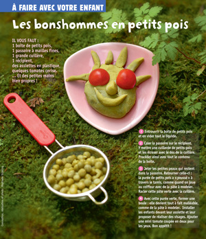 “Les bonshommes en petits pois”, supplément pour les parents du numéro de novembre 2014 de Popi - Conception, réalisation et photo : Raphaële Vidaling.