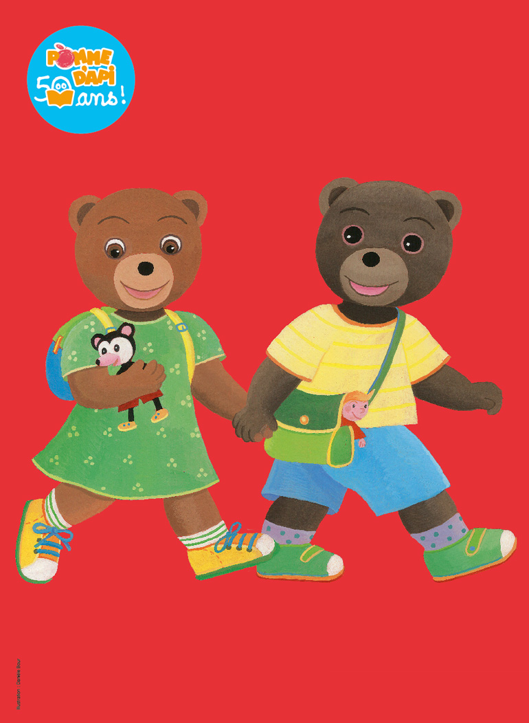 Poster de Petit Ours Brun et Petite Ourse Rousse à détacher dans le numéro 601 de Pomme d'Api, mars 2016