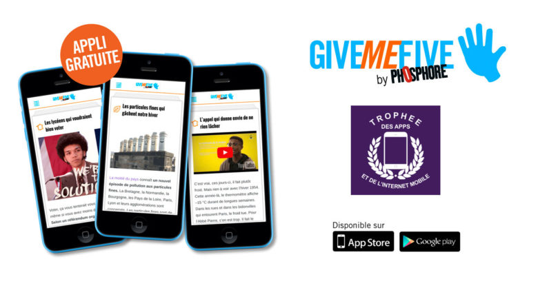 Trophée de la meilleure application pour Give Me Five by Phosphore !