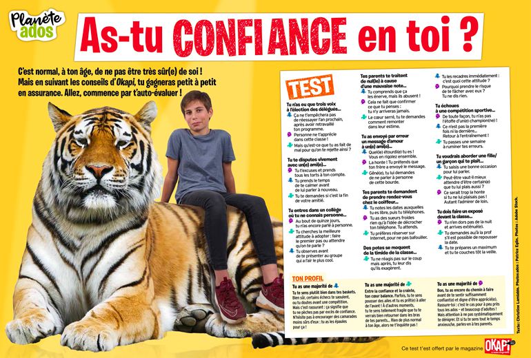 Téléchargez le test extrait du dossier “As-tu confiance en toi ?”, Okapi, n°1060, 15 janvier 2018