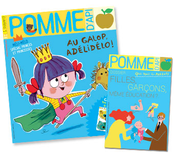 “Filles-garçons, même éducation ?”, supplément pour les parents du magazine Pomme d’Api, mars 2018. Texte : Anne Bideault. Illustrations : Séverine Assous.