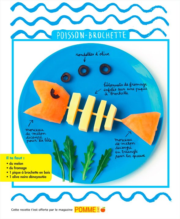 Téléchargez la recette du “poisson-brochette” extraite de “Un apéro au bord de l'eau”, 4 recettes à faire à quatre mains avec Pomme d'Api n°629, juillet 2018. Conception, réalisation, stylisme et photo : Hélo-Ita.