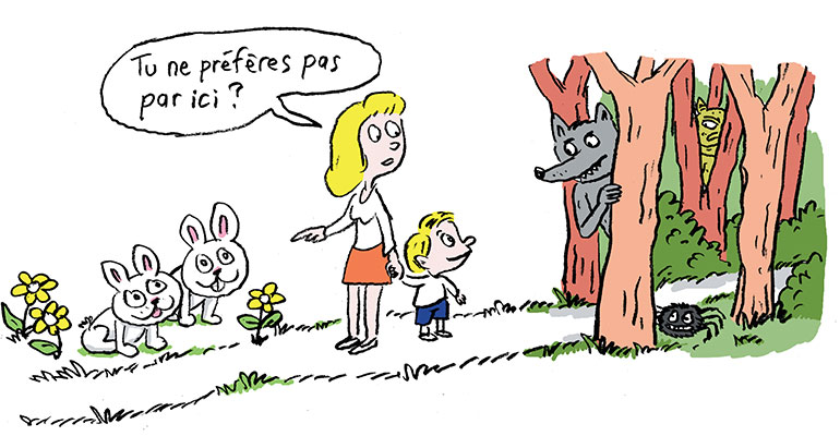 “Faut-il avoir peur des histoires qui font peur ?”, supplément pour les parents du magazine Pomme d'Api n° 639, novembre 2018. Texte : Anne Bideault, illustrations : Muzo.