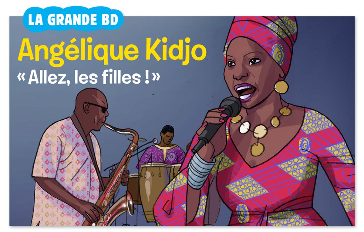 “La grande BD : Angélique Kidjo”, Images Doc n° 360, décembre 2018. Interview : Catherine Loizeau. Illustration : Éric Meurice.