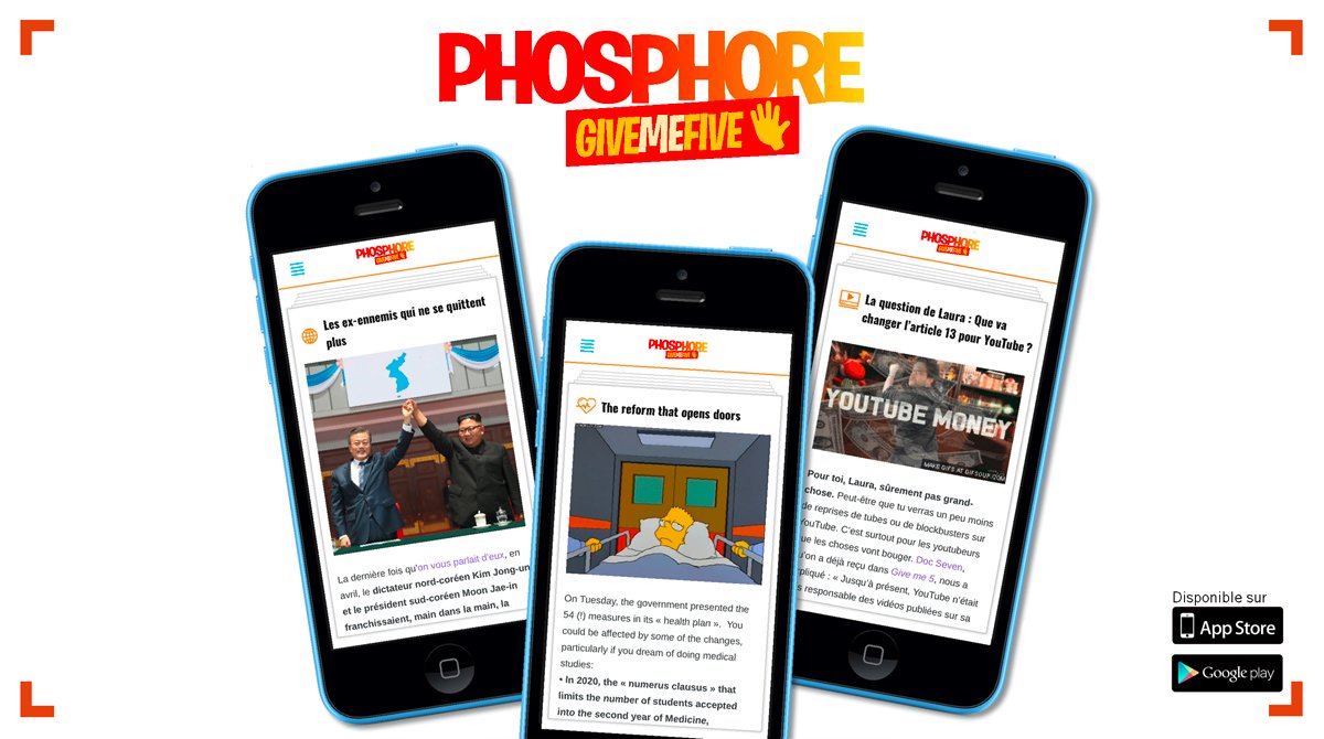 Give Me Five de Phosphore, une application d’information en français et en anglais pour les ados