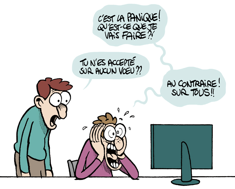 “Je veux comprendre Parcoursup - 24 questions-réponses pour être sûr(e) de vos choix”, hors-série Phosphore “Études Sup, le guide 2019”. Texte : Guillaume Ouattara. Illustrations : Fabrice Erre.