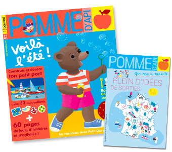 “Le tour de France des idées de sorties”, supplément pour les parents du magazine Pomme d'Api n° 641, juillet 2019. Texte : Joséphine Lebard. Illustrations : Camille de Cussac.