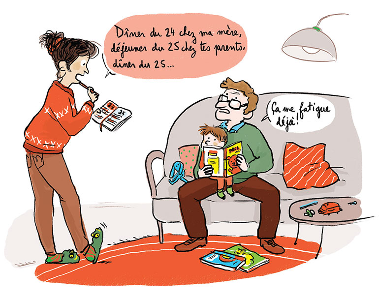 “Ses premiers Noëls : petits arrangements en famille”, supplément pour les parents du magazine Popi n°400, décembre 2019. Texte : Anne Bideault. Illustration : Zelda Zonk.