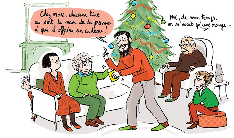 “Ses premiers Noëls : petits arrangements en famille”, supplément pour les parents du magazine Popi n°400, décembre 2019. Texte : Anne Bideault. Illustration : Zelda Zonk.