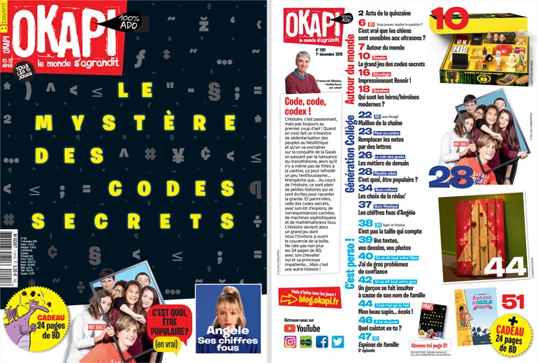 Au sommaire du magazine Okapi n°1101 du 1er décembre 2019