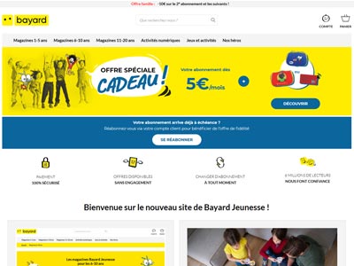 écran du site bayard-jeunesse.com