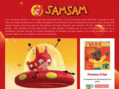 écran du site samsam.fr