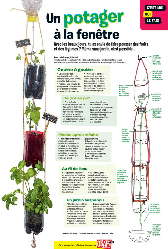 Bricolage “Un potager à la fenêtre”, extrait du magazine Okapi n°1109. 