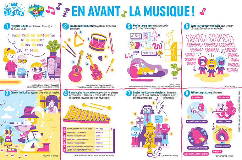 Des jeux de lettres pour les bons lecteurs : jeux “En avant la musique !” sur le site du magazine J'aime lire.