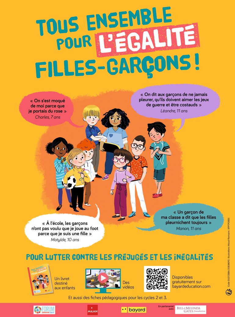 Téléchargez le poster “Tous ensemble pour l'égalité filles-garçons”