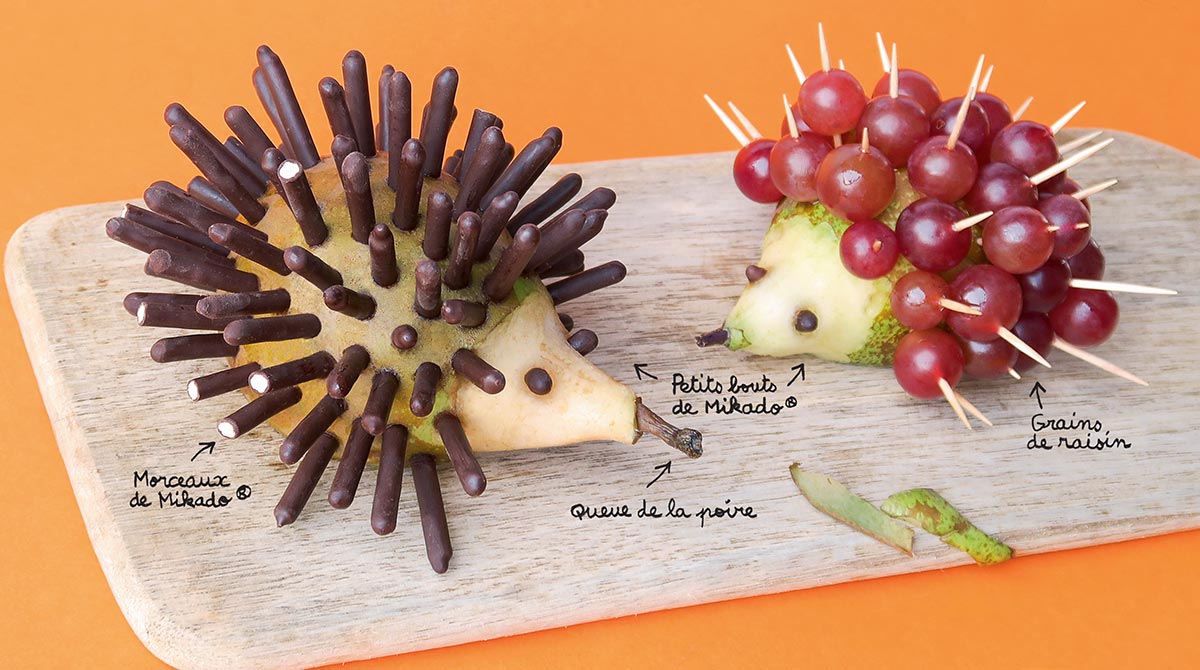 “Recette : Les hérissons poire”, Pomme d’Api n° 667, septembre 2021. Réalisation et photo : Hélo-Ita.
