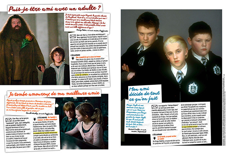 “L’amitié, c’est magique comme dans Harry Potter !”, article extrait du magazine Okapi n°1159, 1er juillet 2022. © Collection Christophel © Warner Bros. Heyday Films Harry Potter et le prisonnier d’Azkaban de Alfonso Cuarón 2004 USA - Harry Potter et les reliques de la mort première partie 2010 real. David Yates collection Christophel © Warner Bros. Heyday Films - Harry Potter à l’école des sorciers, collection Christophel © Warner Bros. Heyday Films.