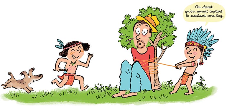 Les enfants jouent "à faire semblant" pour apprivoiser leur vie intérieure et leur imaginaire. Supplément pour les parents du magazine Pomme d'Api n°678, août 2022. Illustration : Robin.