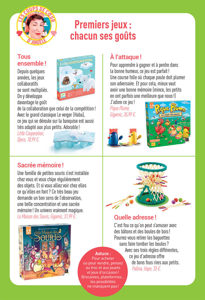 Premiers jeux de société : chacun ses goûts. Supplément pour les parents du magazine Pomme d'Api n°678, août 2022.