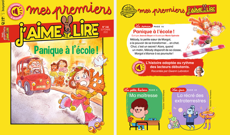 Couverture et sommaire de Mes premiers J'aime lire n°241, septembre 2022.