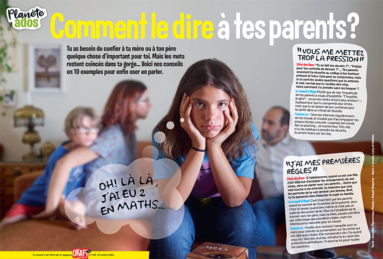 ”Comment le dire à tes parents ?”, article extrait du magazine Okapi n°1164, 15 octobre 2022. Photos : Magali Delporte.