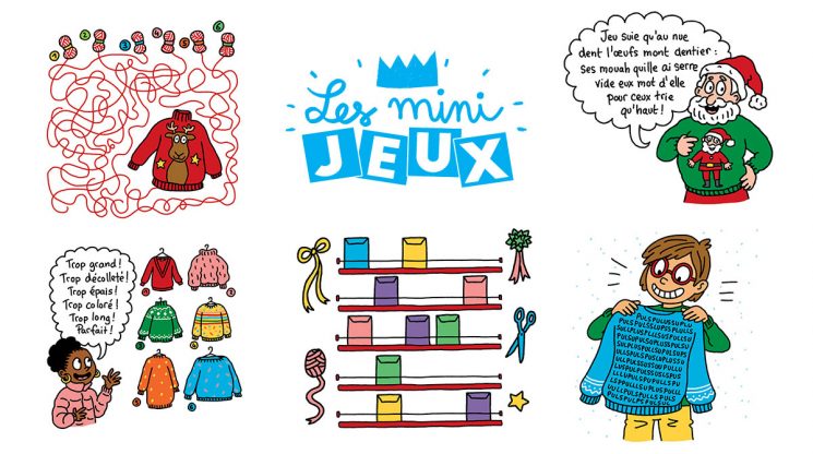 © Illustrations : Clémence Lallemand. Jeux Joyeux Noël !, J'aime lire Max n°288, décembre 2022.