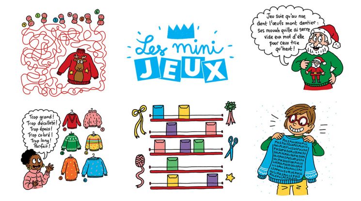 © Illustrations : Clémence Lallemand. Jeux Joyeux Noël !, J'aime lire Max n°288, décembre 2022.