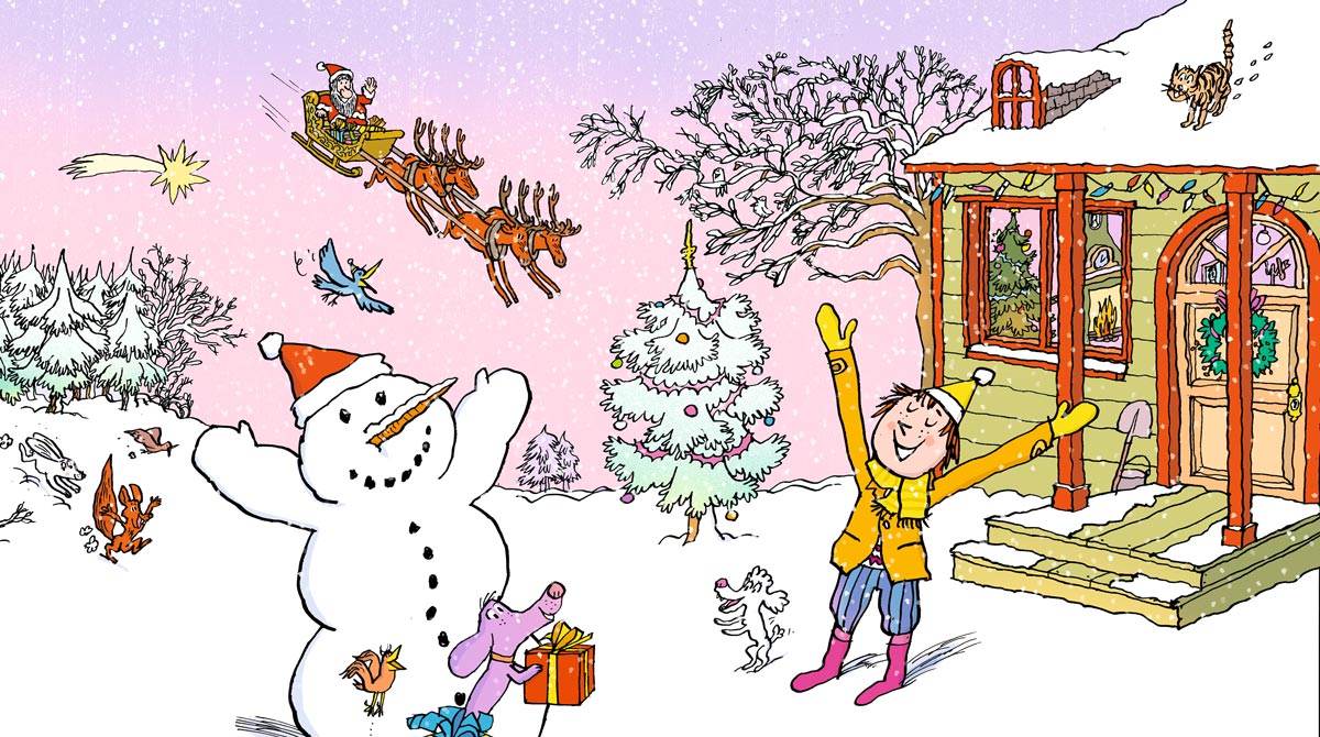 © Illustration : Pascal Lemaître. Un jeu et une chanson pour fêter Noël et s'amuser en anglais avec le magazine I Love English for Kids n°244, décembre 2022.