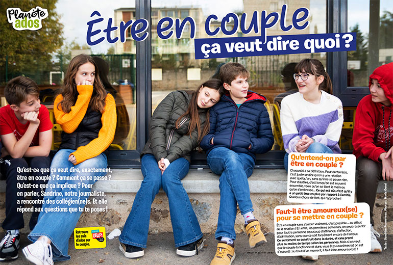 Être en couple, ça veut dire quoi ?, article extrait du magazine Okapi n°1169, 1er janvier 2023. Photos : Marie Genel.