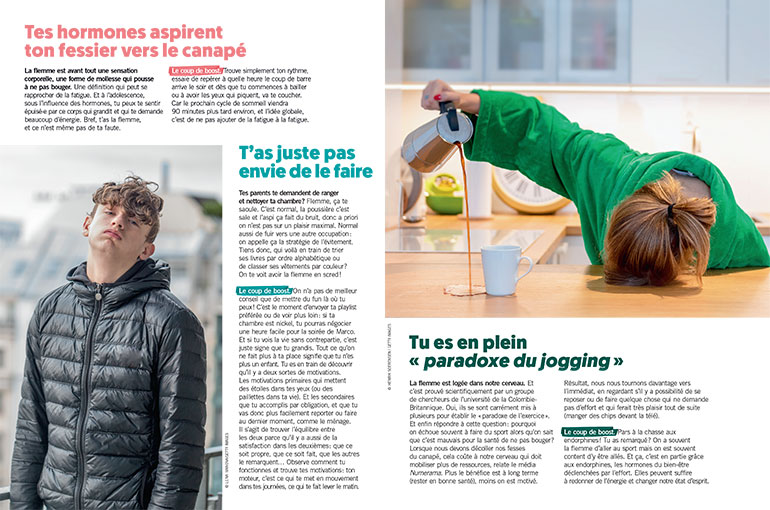 À l'adolescence, tes hormones aspirent ton fessier vers le canapé. Article extrait du magazine Phosphore n°547, 1er février 2023. Photos : Lena Ivanova/Getty Images - Henrik Soerensen/Getty Images.