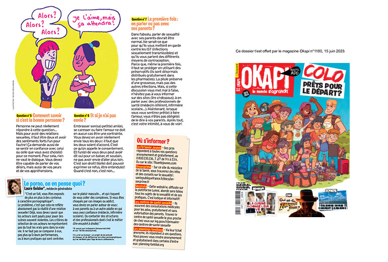 La première fois, on en parle ?, article extrait du magazine Okapi n°1180, 15 juin 2023. Illustration : Océane Meklemberg.