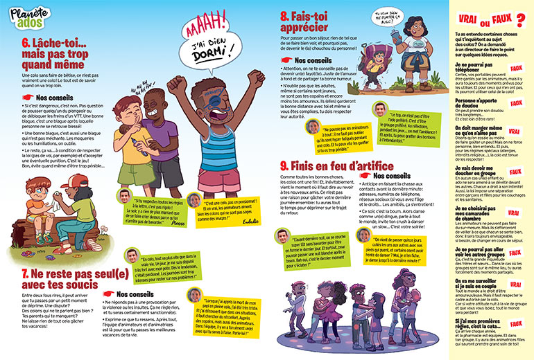 Si on a des soucis en colo, ne pas hésiter à demander de l'aide. Es-tu prêt(e) pour la colo ? Article extrait du magazine Okapi n°1180, 15 juin 2023. Illustration : Christopher Ganglof.