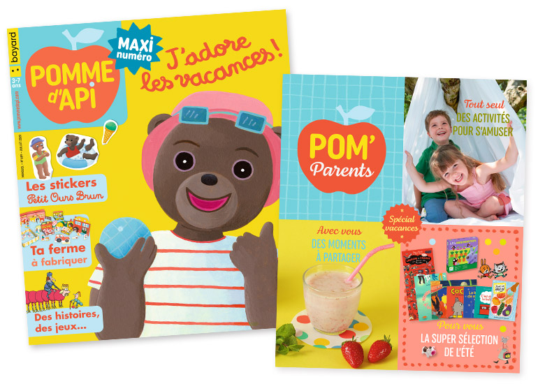 Couverture du magazine Pomme d'Api n° 689, juillet 2023 - Maxi numéro : J'adore les vacances ! - Supplément pour les parents : Des activités pour s'amuser tout seul - Des activités pour partager de bons moments avec votre enfant - La super sélection de l'été