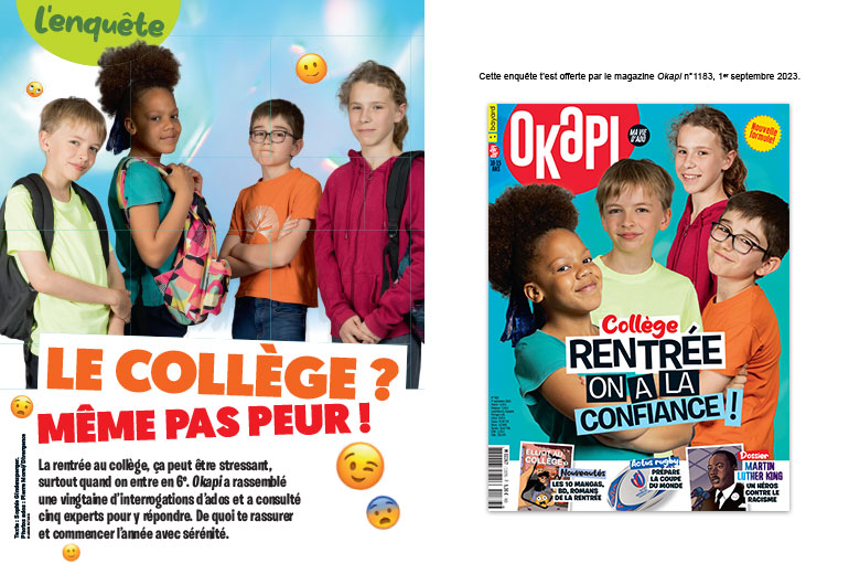 Le collège ? Même pas peur ! Article extrait du magazine Okapi n°1183, 1er septembre 2023. Photos : Pierre Morel/Divergence © Adobestock.