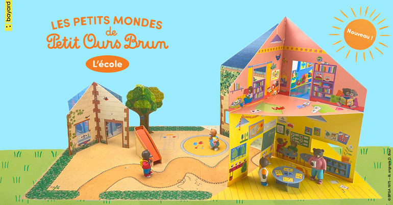 Les Petits Mondes de Petit Ours Brun : l'école - Une école à assembler, 4 figurines et un magazine en kiosque le 23 août 2023.