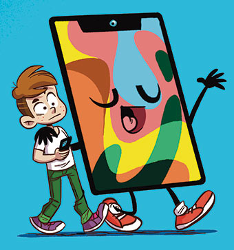 L'algorithme de TikTok décide seul de tout ce qui s’affiche sur ton fil principal. Que se passe-t-il dans ton cerveau quand tu es sur TikTok ?, article extrait du magazine Okapi n°1186, 15 octobre 2023. Illustration : Mouk.