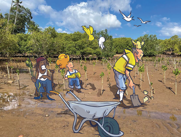 Lutter contre les inondations. 5 actions pour réparer la biodiversité, article extrait du magazine Phosphore n°561, 1er octobre 2023. Illustrations : Lucas Landais. Photo : Adobestock.