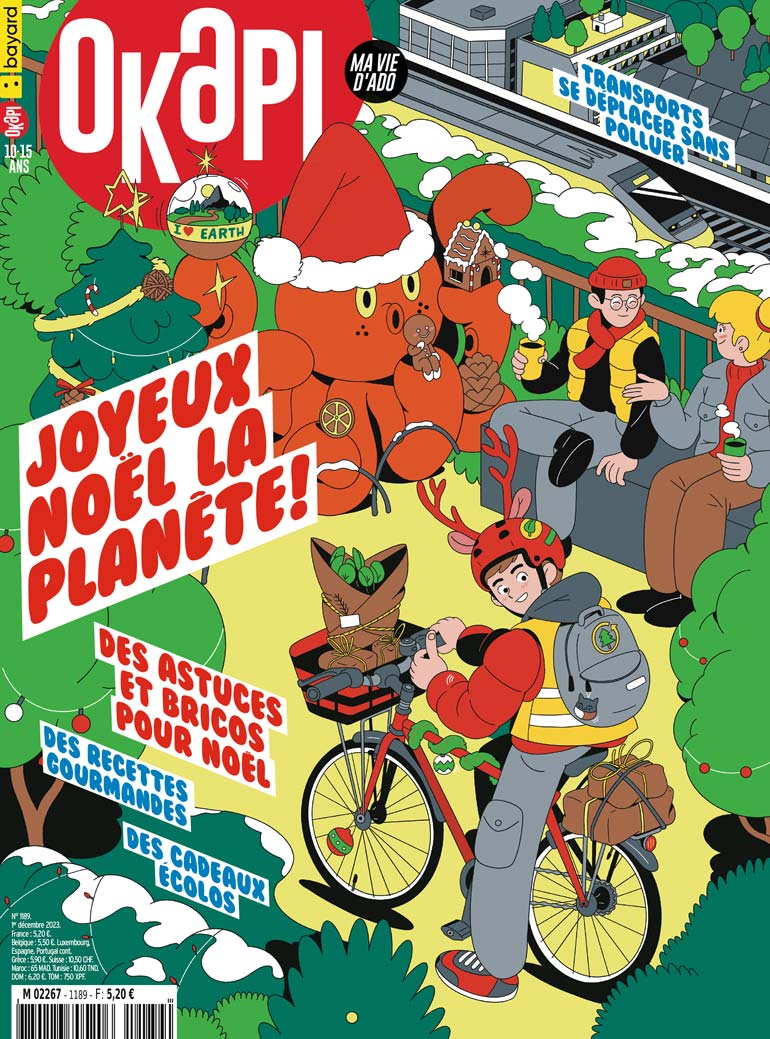 Couverture du magazine Okapi “Joyeux Noël la planète !”, numéro 1189 du 1er décembre 2023