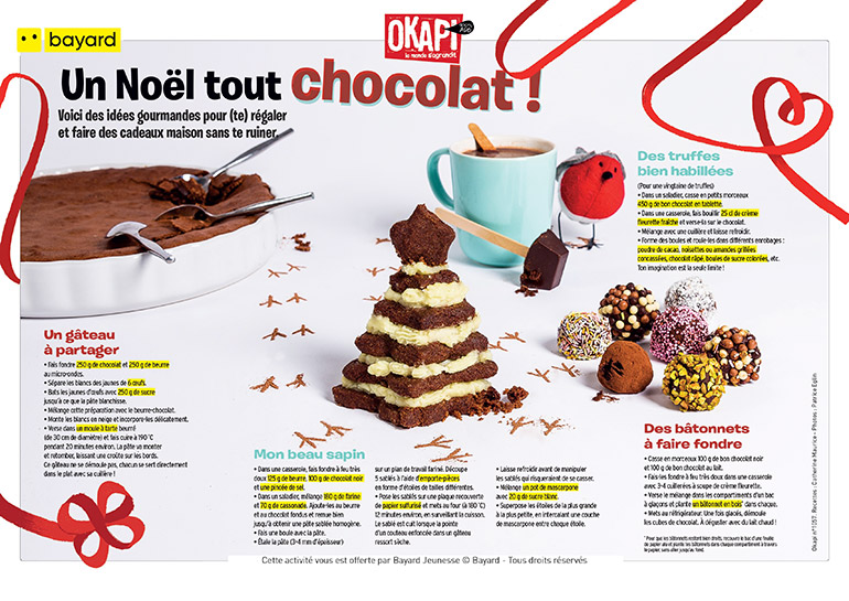 Un Noël tout chocolat ! Extrait du magazine Okapi n°1057. Photos : Patrice Eglin.