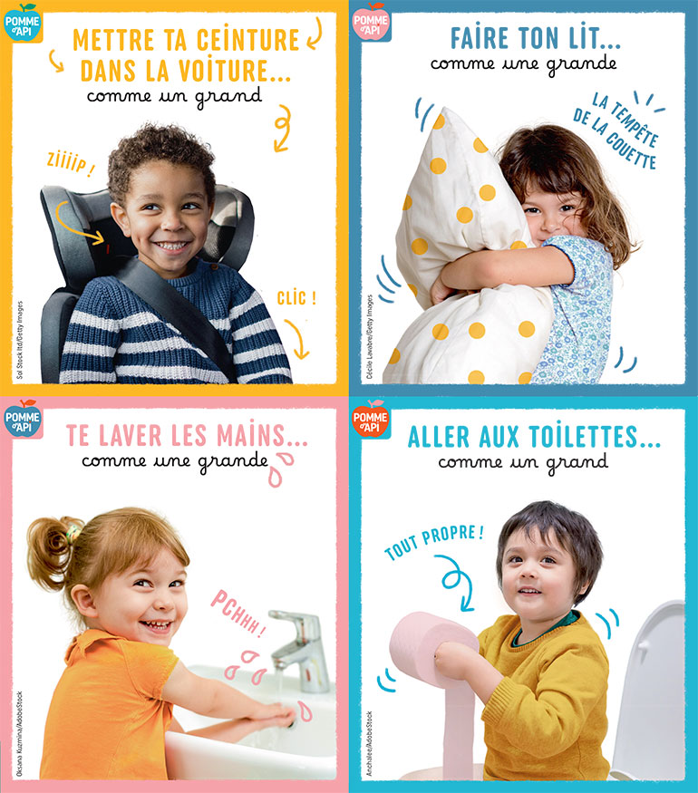 Mettre sa ceinture, faire son lit, se laver les mains et aller aux toilettes. Surprise : youpi, je fais tout seul !, Pomme d'Api n°695, janvier 2024. Illustrations : Marie-Élise Masson. Photos : Sol Stock ltd, Cécile Lavabre/Getty Images - Oksana Kuzmina, Anchalee//AdobeStock.