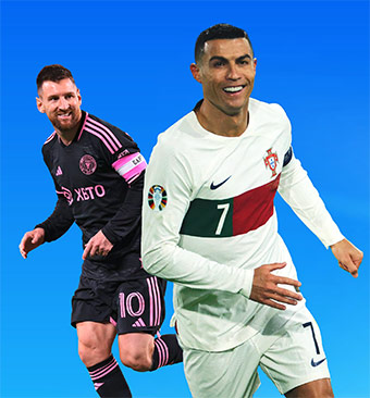 Cristiano Ronaldo et Lionel Messi. Les stars préférées des ados, article extrait du magazine Okapi n°1193, 1er février 2024. Photo : Greg Atkins/Cal Sport media/Sipa USA/Sipa - Olivier Matthys/AP/Sipa.