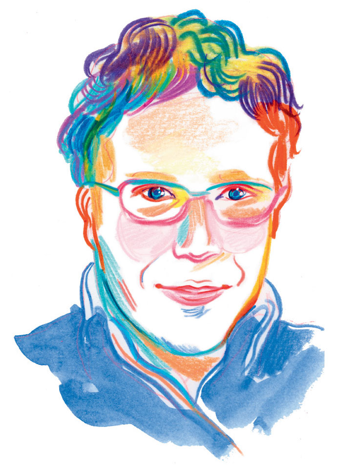 Portrait de Michaël Stora. Comment s'aimer sans filtres ?, article extrait du magazine Phosphore n°568, 15 janvier 2024. Illustrations : Aline Zalko.