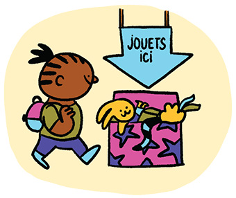 Retrouver toujours le même jeu au même endroit, pour un enfant, c’est rassurant. Le jeu libre, ça fait grandir !, extrait du supplément pour les parents du magazine Popi n°450, février 2024. Illustrations : Cécile Dormeau.