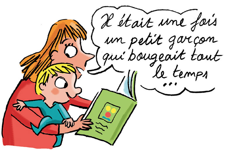 Les activités enveloppantes peuvent aider l'enfant surexcité à retrouver le calme. Au secours, mon petit ne tient pas en place !, extrait du supplément pour les parents du magazine Popi n°451, mars 2024. Illustration : Peter Elliott.