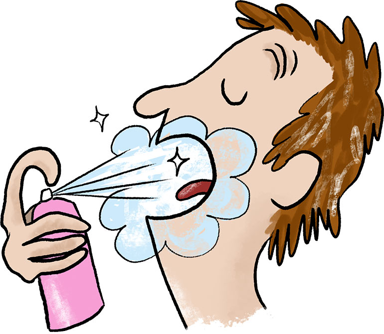 Hygiène des ados : “Tu as mauvaise haleine ?”, conseils à lire dans “Ça gratte, ça pue, ça pique”, article extrait du magazine Phosphore n°573, 1er avril 2024. Illustration : Zoé Thouron.