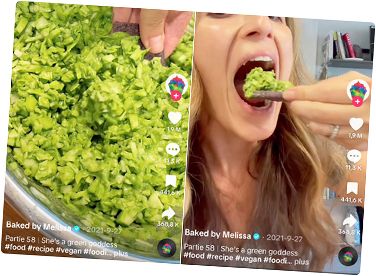 Green goddess Salad. Les plats TikTok : validés ou retoqués ?, article extrait du magazine Phosphore n°575, 1er mai 2024. Photo : TikTok.